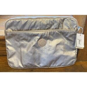 NWT Kipling Laptop Sleeve Pouch Bag Sparkly Gold 15’ $59